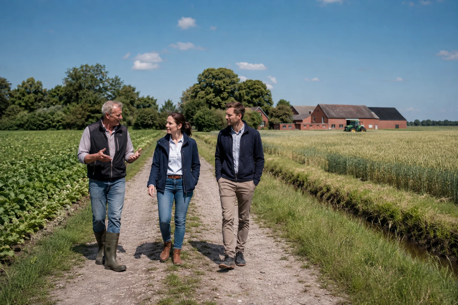Kaufinteressenten besichtigen weiter bewirtschaftete Ackerflächen in Deutschland